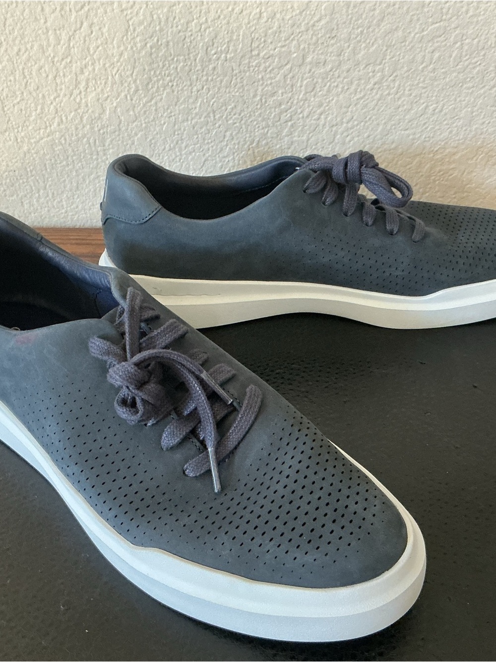 Cole Haan Men GrandPro Rally Laser Cut Blue Leather Sneaker C31422 Size 9.5